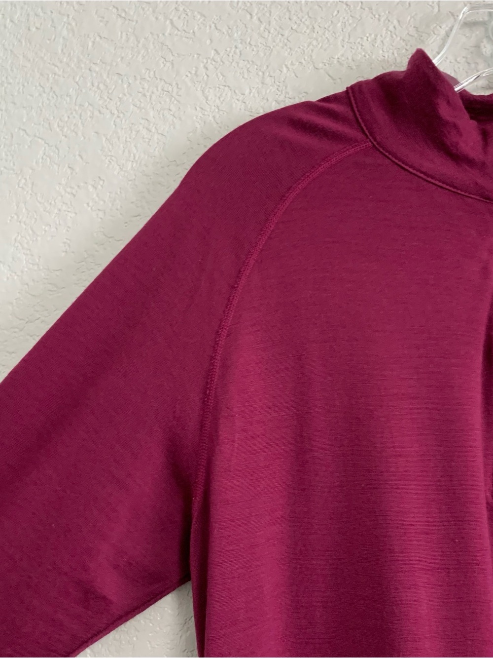 Ibex Top Womens XL Merino Wool 1/4 Zip Base Layer Side Ruched Outdoor Burgundy - Picture 6 of 13